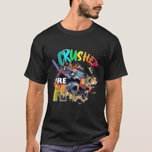 I Crushed Pre K MonsterTruck Graduation Cap Boys Tシャツ (正面)