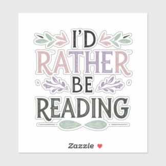 I’d Rather Be Reading – Bold Pastel Floral Sticker シール
