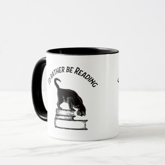 I’d Rather Be Reading / Writing – Cat Mug マグカップ (正面左)