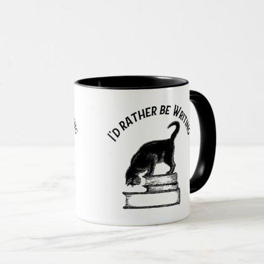 I’d Rather Be Reading / Writing – Cat Mug マグカップ (正面右)