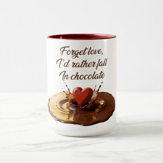 “I’d rather fall in chocolate” Humorous mug マグカップ (中央)