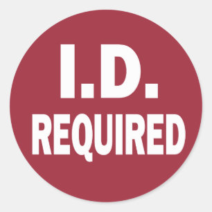 I.D. REQUIRED ID NOTICEシール ラウンドシール