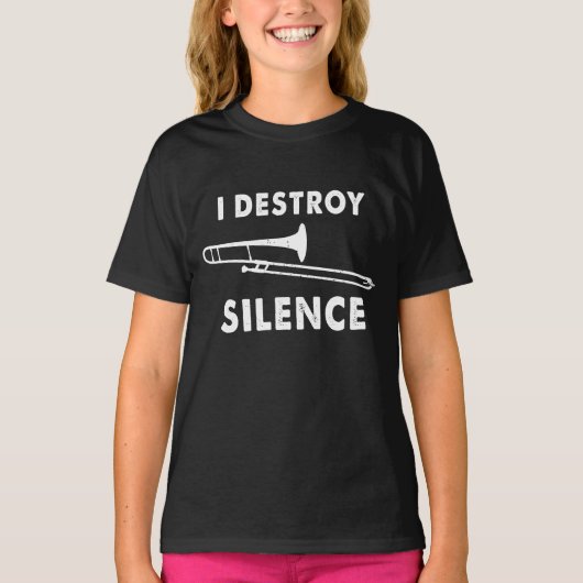 I Destroy Silence – トロンボーン奏者 Tシャツ (正面)