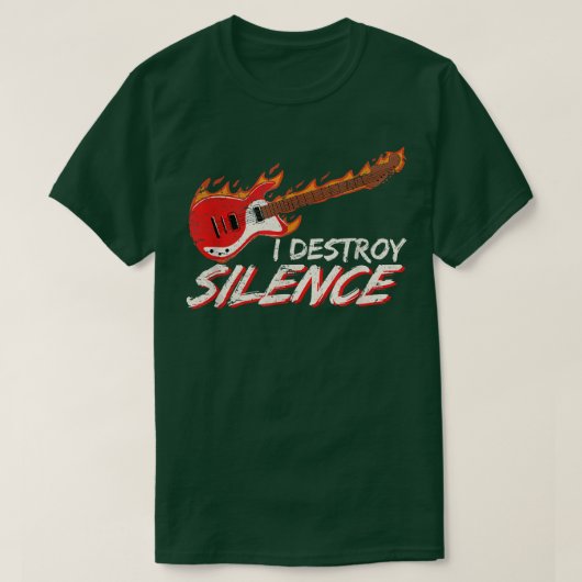 I Destroy Silence Funny Electric Guitar Player Gui Tシャツ (デザイン正面)