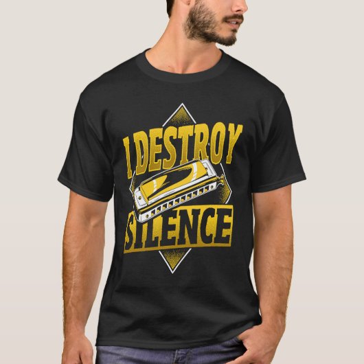 I Destroy Silence Harmonica Tシャツ (正面)