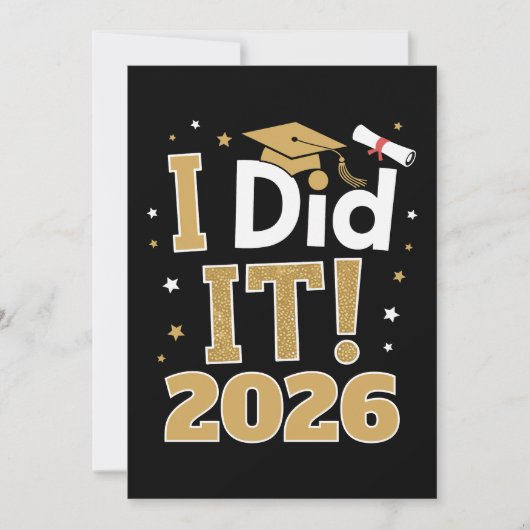 I Did It Class Of 2026 Gold Graduation Graduate 招待状 (正面)