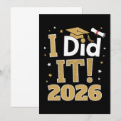 I Did It Class Of 2026 Gold Graduation Graduate 招待状 (正面/裏面)