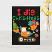 I Dig Christmas Excavator Construction Boys Toddle カード (黄色い花)