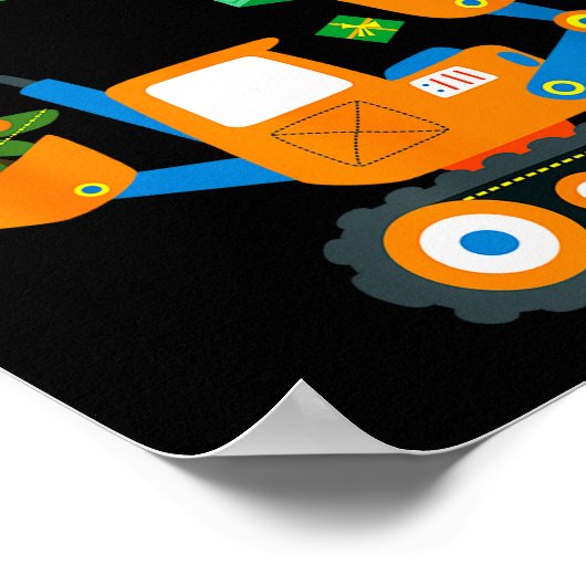 I Dig Christmas Excavator Construction Boys Toddle ポスター (角)