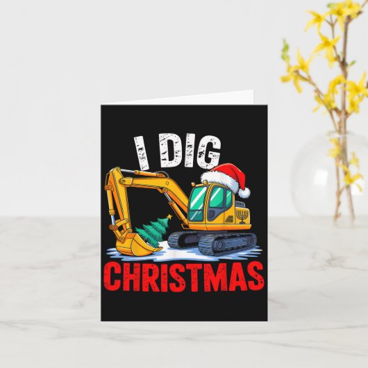 I Dig Christmas Excavator Construction Xmas Toddle カード (黄色い花)