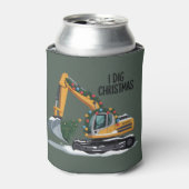 I Dig Christmas Excavator Santa Boy Funny Kids  缶クーラー (缶正面)