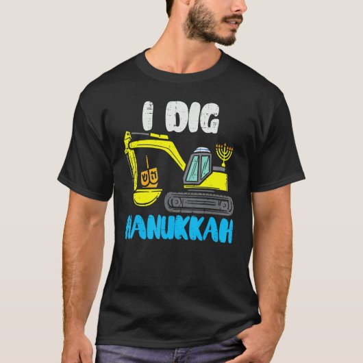 I Dig Hanukkah Excavator Construction Toddler Hanu Tシャツ (正面)