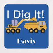 I Dig Itデザイン – 小型角衣類用ラベル(0.7) ラベル (デザイン2)