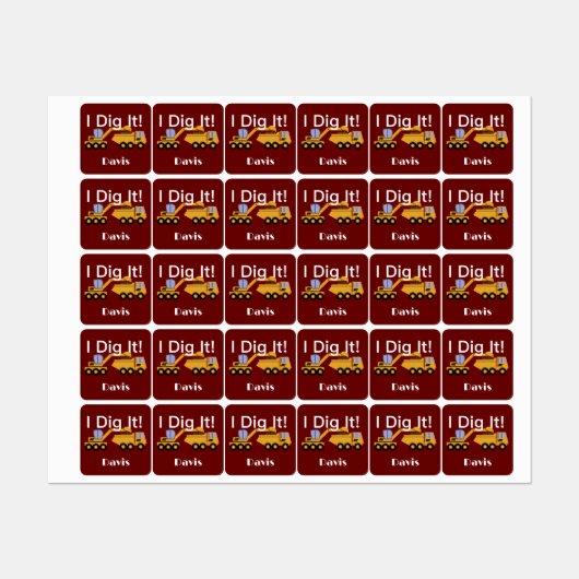 I Dig Itデザイン – 小型角衣類用ラベル(0.7) ラベル (シート)