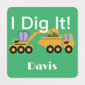 I Dig Itデザイン – 小型角衣類用ラベル(0.7) ラベル (デザイン2)