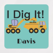 I Dig Itデザイン – 小型角衣類用ラベル(0.7) ラベル (デザイン1)