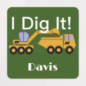 I Dig Itデザイン – 小型角衣類用ラベル(0.7) ラベル (デザイン1)