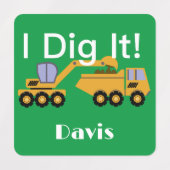 I Dig Itデザイン – 小型角衣類用ラベル(0.7) ラベル (デザイン2)