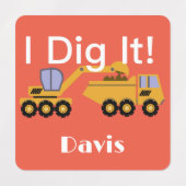 I Dig Itデザイン – 小型角衣類用ラベル(0.7) ラベル (デザイン1)