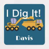 I Dig Itデザイン – 小型角衣類用ラベル(0.7) ラベル (デザイン2)