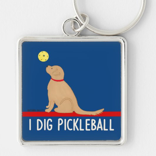 I Dig Pickleball Golden Retriever Keychain キーホルダー (正面)