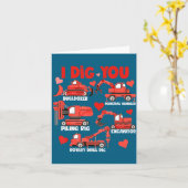 I Dig You Construction Trucks Valentine's Day Boys カード (黄色い花)