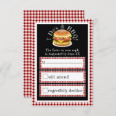 I DoとBBQギンガムハンバーグウェディングカジュアルRSVP 出欠カード (正面/裏面)