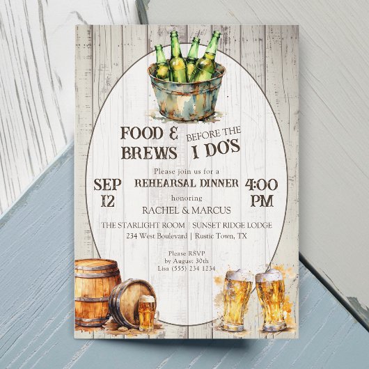 I DOの前のFood & Brews リハーサルディナー 招待状