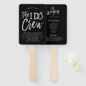 I Doクルー |ウェディングパーティーとプログラムブラック ハンドファン (正面&裏面)