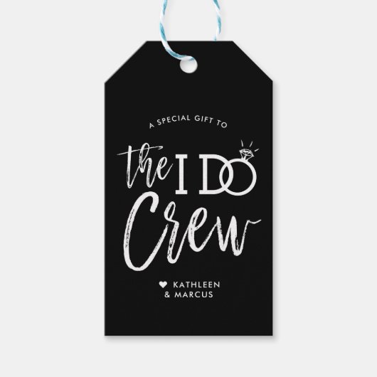 I Doクルー |ウェディングパーティーの好意ブラック ギフトタグ (正面)