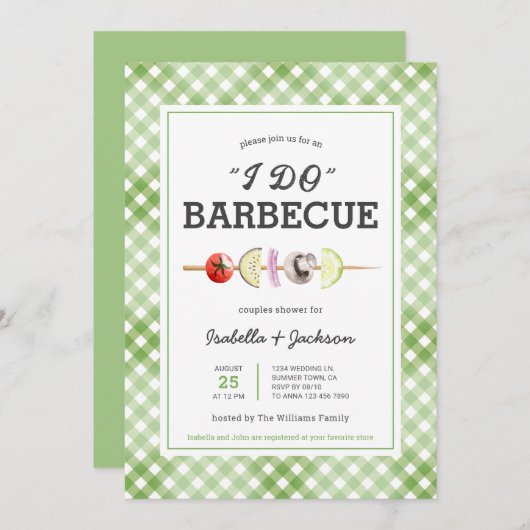 I DOバーベキューBBQ素朴ウェディングシャワー招待状 招待状 (正面/裏面)