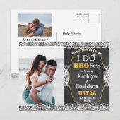 I DO婚約エレガントPhoto Lace Chalkboard BBQ インビテーションポストカード (正面/裏面)