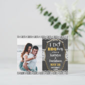 I DO婚約エレガントPhoto Lace Chalkboard BBQ インビテーションポストカード (スタンド正面)