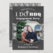 I DO婚約エレガントPhoto Lace Chalkboard BBQ 招待状 (正面/裏面)