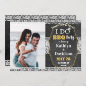 I DO婚約エレガントPhoto Lace Chalkboard BBQ 招待状 (正面/裏面)