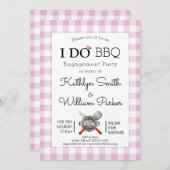 I DO婚約ピンクプレイド4 Photo BBQパーティー 招待状 (正面/裏面)