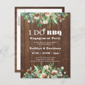 I DO婚約ユーカリフローラ素朴ウッドBBQ インビテーションポストカード (正面/裏面)