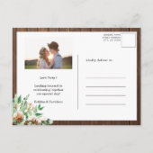 I DO婚約ユーカリフローラ素朴ウッドBBQ インビテーションポストカード (裏面)