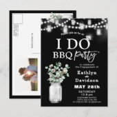 I DO婚約ユーカリプトゥスグリーンリーBBQパーティー インビテーションポストカード (正面/裏面)