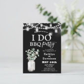 I DO婚約ユーカリプトゥスグリーンリーBBQパーティー インビテーションポストカード (スタンド正面)