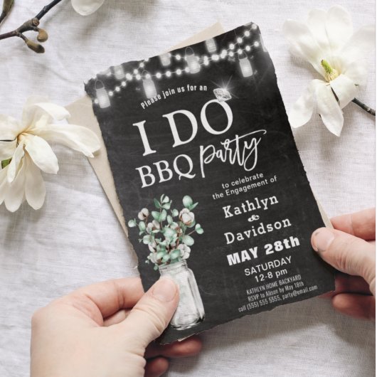 I DO婚約ユーカリBBQパーティの招待状 ポストカード