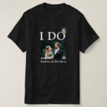 I DO婚約リングや輪カップル写真名ミニマル Tシャツ<br><div class="desc">私は婚約リングや輪カップルの写真と名前ミニマルな幸せとおもしろいTシャツを行う。この祝可愛いTシャツの特別イベント。すべての文字は、あなた自身の詳細で簡単かつ迅速に変更するために事前に配置されている。</div>