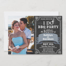 I DO婚約4 Photo Black Chalkboard BBQパーティー 招待状