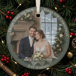 I do から初めてのクリスマスを新居で Mr & Mrs 写真 ガラスオーナメント