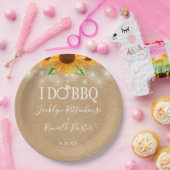 I Do 素朴 BBQひまわりストリングライト婚約 ペーパープレート (パーティー)