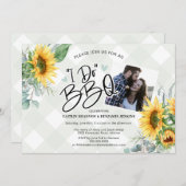 I Do 素朴 BBQひまわりブライダルシャワー写真 招待状 (正面/裏面)