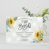 I Do 素朴 BBQひまわりプレイドブライダルシャワー 招待状 (スタンド正面)
