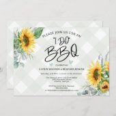 I Do 素朴 BBQひまわりプレイドブライダルシャワー 招待状 (正面/裏面)
