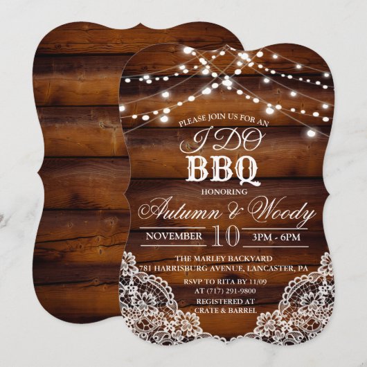 I DO 素朴 BBQウッド招待状 招待状 (正面/裏面)