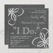 「I Do」結婚式招待状-チョーク刺激を受けたフローラ 招待状 (正面/裏面)